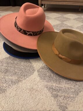 Lack Of Color Pink Felt Fedora with Leopard Trim